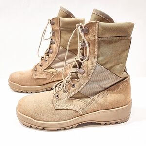 US Military Tan Suede Combat Boots Size 9R Steel/Composite Toe EH ASTM F2413-11